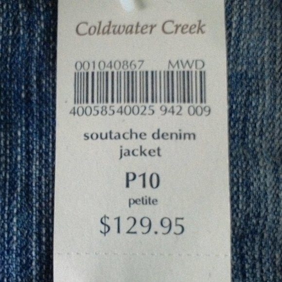 Cold Water Creek soutache shaped denim jacket P10 - Picture 7 of 7